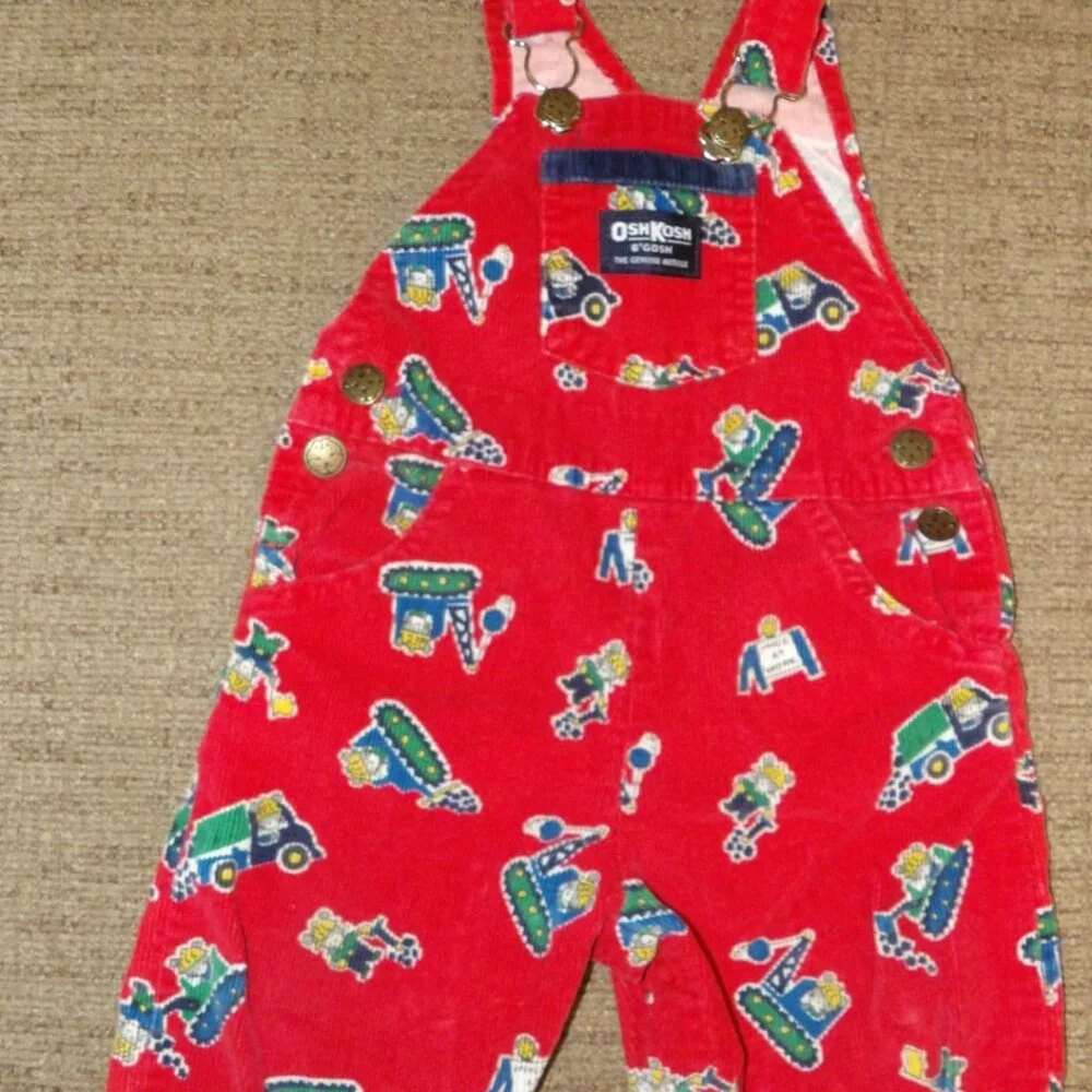 Osh Kosh B'Gosh 12 Months Vestbak Corduroy Bib Overall Construction Made in USA